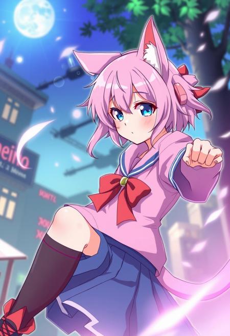 Cat girl, anime style, dynamic,