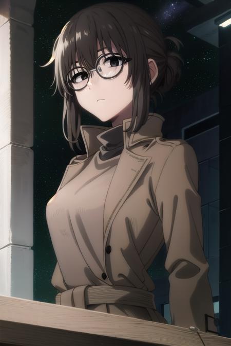 ankouguisu, <lora:anko uguisu s1-lora-nochekaiser:1>,
anko uguisu, short hair, brown hair, glasses, (black eyes:1.5),
BREAK dress, black dress, coat, turtleneck,
BREAK outdoors, city, night sky, night, moon, star \(sky\),
BREAK looking at viewer,
BREAK <lyco:GoodHands-beta2:1>, (masterpiece:1.2), best quality, high resolution, unity 8k wallpaper, (illustration:0.8), (beautiful detailed eyes:1.6), extremely detailed face, perfect lighting, extremely detailed CG, (perfect hands, perfect anatomy),