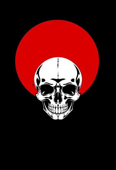 intarsia white skull in a black ground sweat, front view Ready design for printing on a t-shirt. On a black background