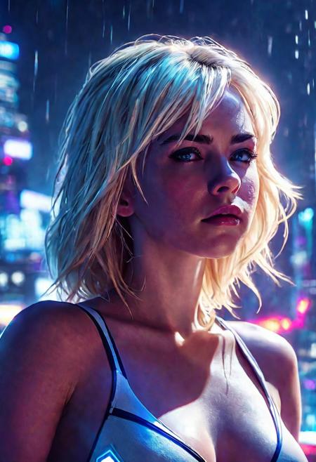 High resolution ultra-realistic of Beautiful Spider-Gwen, 8k, capturing the intensity of the moment, cinematic lighting, Squatting on the roof of a skyscraper in restless New York, wavy blonde hair, realistic dirty face with blood, realistic blue eyes, beautiful hourglass figure, intricately designed Spider-Gwen tight combat costume, Marvel comics Aesthetic, perfect athletic figure, beautiful Kiernan Shipka as Spider-Gwen, ultra realistic, cinematic style, vigorous and Alluring, athletic figure, sci-fi style, dramatic lighting, wet and sweaty skin, dirty pale skin, athletic figure, dark sci-fi, blue neon, dramatic lighting, Greg Rutkowski style, Spider-Gwen on in cool dress, hyper-detailed, hyper-realistic, natural light, extremely intricat e details, masterpiece, epic, bright colours, Attractive 21 old years girl, beautiful firm Breasts, sharp focus, digital painting, Photograph Taken on Nikon D750, Alphonse Mucha, athletic figure, Hyperdetailed, hyperrealism, Attractive, Attractive bust girl, asymmetric balance