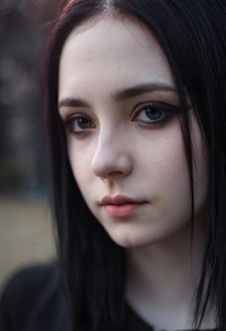 (((top-priority))), real-life, goth-girlfriend, split ambient twilight light, shallow focus, realistic shadows, ideal, vellus hairs, best image, best quality, depth of field, perfect composition