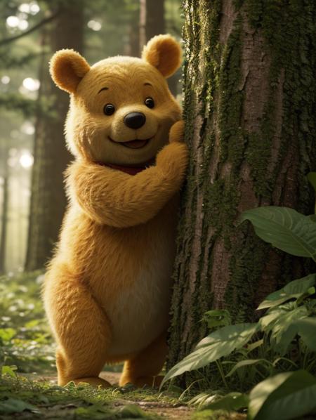 Watercolor painting HDR photo of Hyperrealistic art masterpiece of Winnie The Pooh playng with bees, in a forest clearing, early evening, The Pooh has highly textured fur <lora:xl_more_art-full_v1:0.25> . Extremely high-resolution details, photographic, realism pushed to extreme, fine texture, incredibly lifelike. High dynamic range, vivid, rich details, clear shadows and highlights, realistic, intense, enhanced contrast, highly detailed, 3D render, ((hyper realism)), sharp focus, cinematic lighting, photo realistic, hyper realistic. 4k, natural, global illumination, caustics, ratytracing, Unreal Engine, highly detailed, trending on Artstation . Vibrant, beautiful, painterly, detailed, textural, artistic