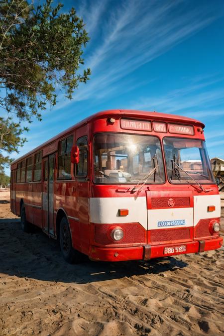 photo RAW,((wide-angle 17mm),gel40bo, (USA,Florida:1.3),luxory premium Crimson color bus parking on ocean sand beach,blue sky,sunrays,(bokeh:1.3) <lora:gelios40bokeh_v2:0.5> <lora:liaz677:0.75>, dusty atmospheric haze, high quality textures of materials, volumetric textures, coating textures, metal textures, (natural colors, correct white balance, color correction, dehaze,clarity)), masterpiece, award winning photography, natural light, perfect composition, high detail, hyper realistic,lens flare,Timeless Elegance, Classic Tones, Refined Lighting, depth of field,sharp focus, dark theme <lora:lowra_v10:0.06>, in the style of intimacy, dreamscape portraiture,  solarization, shiny kitsch pop art, solarization effect, reflections and mirroring, photobash