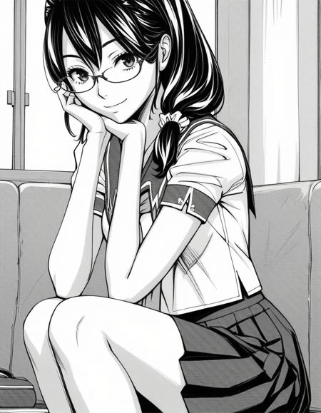 <lora:mika-hayashi-manga-ponyxl-lora-nochekaiser:1>, mika hayashi, glasses, black hair, short hair, ponytail, monochrome, greyscale, <lora:mika-hayashi-manga-ponyxl-lora-nochekaiser:1>, mika hayashi, glasses, black hair, long hair, hair over shoulder, scrunchie, monochrome, greyscale, skirt, school uniform, pleated skirt, serafuku, neckerchief,