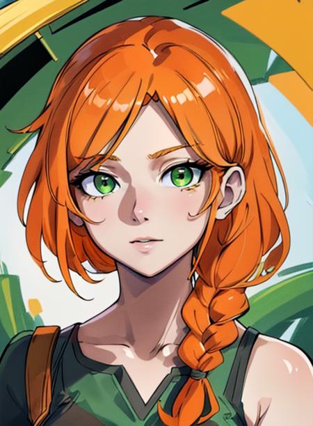 best quality, (masterpiece),(ultra-detailed), (high quality), (high resolution), <lora:add_detail:0.5>, <lora:alexmc:0.7>,alex,  green eyes, braid, orange hair,