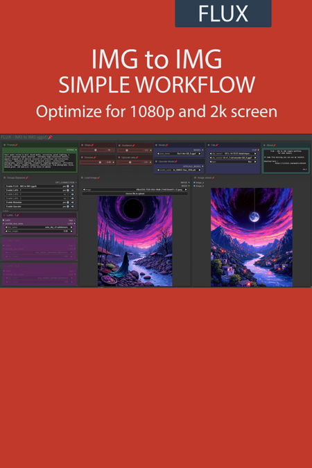 IMG to IMG simple workflow FLUX | UPSCALE | LORA | GGUF | CIVITAI Metadata v4.3