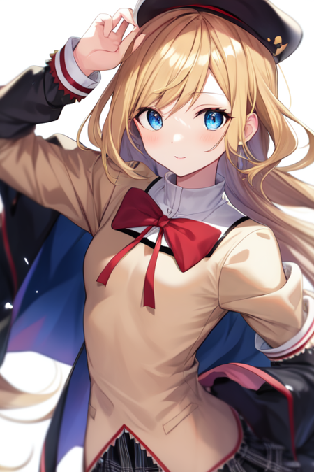 mitakihara school uniform, blue eyes, blonde hair, phantom thief