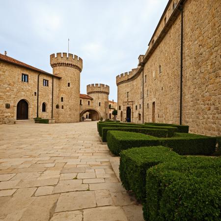 photograph,building, castle, city, path, sea Fujifilm XT3, Depth of field 100mm, art by P. Horst,masterpiece, best render, high res, best resolution, 4k, 8k, super great render, ((photorealistic)), great colors, <lora:Bike_trip-000006:0.8>