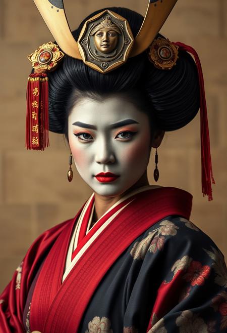 Portrait of an african geisha samurai warrior