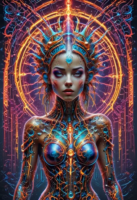 Techno Fairy Luminous Biomechanical Neon