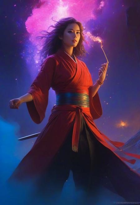 japanese nihonga painting about In the unpublished and breathtaking image (far beyond the unseeable) by john berkey, the essence of the Master's artistry shines through with remarkable clarity. As your eyes wander across the canvas, you'll encounter a harmonious fusion of elements that defy convention and ignite the imagination. It is a visual symphony that stands as a testament to Berkey's boundless creativity. Vibrant and sublime colors dominate the image, bursting forth with a luminosity that captivates the viewer., d&d, fantasy, highly detailed, digital painting, artstation, sharp focus, fantasy art, character art, illustration, 8k, art by artgerm and greg rutkowski