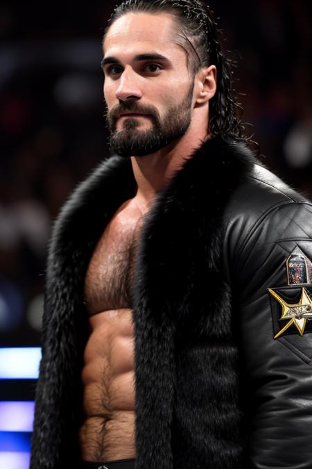 RAW photo, seth rollins, fur-trimmed jacket, (high detailed skin:1.2), 8k uhd, dslr, soft lighting, high quality, film grain, Fujifilm XT3 <lora:Nlo_SethRollins_v1:1>