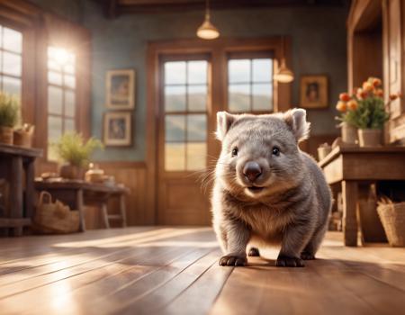 realistic, a wombat, sunny day