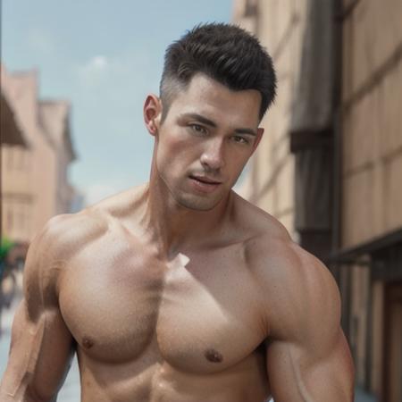 <lora:asianmale_v10:0.5>, 1man, a 30 y.o muscular male wearing black sports short sleeve shirt ,buzz-cut hair,homosexual, 8k uhd ,film grain, Fujifilm XT3 photorealistic painting art by midjourney and greg rutkowski