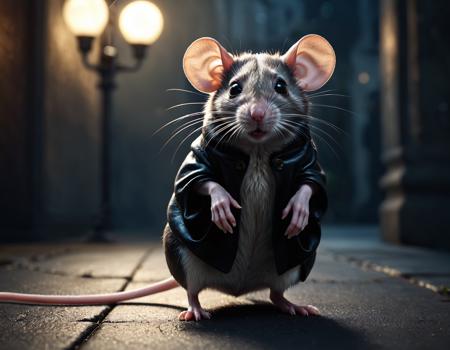 cinematic film still ((photo:1.2)), A mouse outside dramatic lighting, dynamic pose, dynamic camera,masterpiece, best quality, dark shadows, ((dark fantasy)) ,wearing a leather, detailed, realistic, 8k uhd, high quality, detailed, realistic, 8k uhd, high quality . shallow depth of field, vignette, highly detailed, high budget, bokeh, cinemascope, moody, epic, gorgeous, film grain, grainy