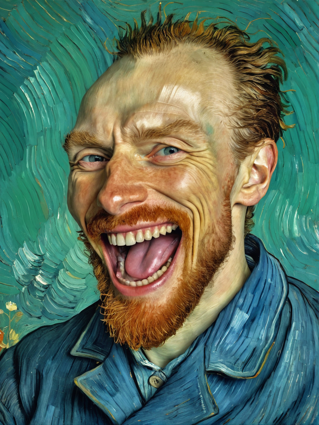 self portrait with hysterical laughter, by Vincent Van Gogh