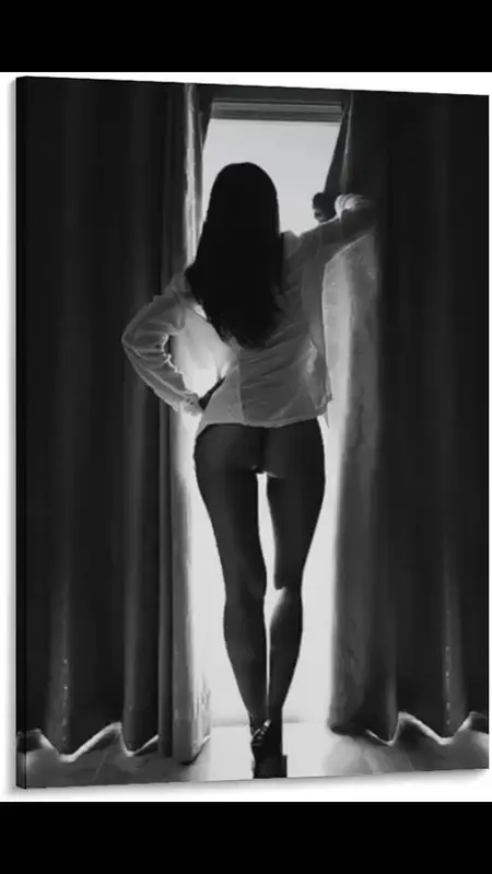 Greyscale Nude Woman: Exposing Her Butt in Monochrome