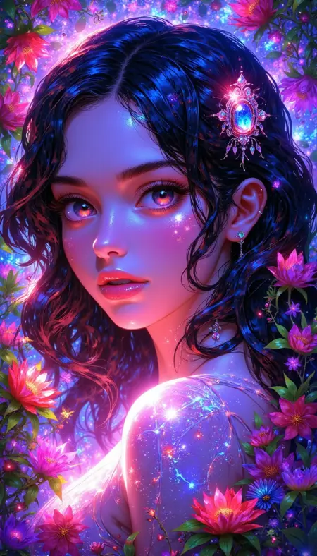 Detailed Neon themed Digital Illustration style for Flux | High Quality Neon Illustrations