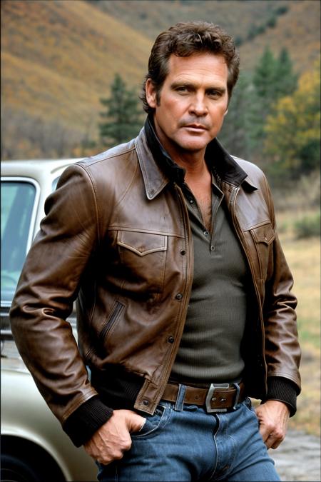 l11majors, man, short curly hair, leather jacket,rugged, 40 years old, unshaven, cap, cinematic, 
 <lora:LeeMajors-l11majorsSD_v1a-000007:0.8>