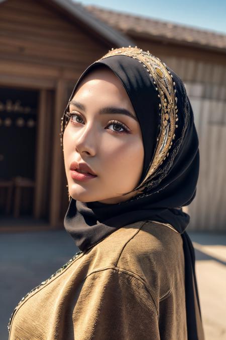 best quality, high res, hdr, 8k, 1girl, hij4b,, hijab, <lora:hijab:0.6>,, 8K, highres, (realistic, ultra highres, intricate details:1.2), (photorealistic:1.5), (hyperrealistic:1.4), Photography, (RAW photo:1.2), (masterpiece:1.4), (Best quality:1.4), (ultra detailed), (extremely detailed:1.2), (8k:1.2), (diffuse lighting:1.2), (sharp focus:1.2), (film grain:1.2),