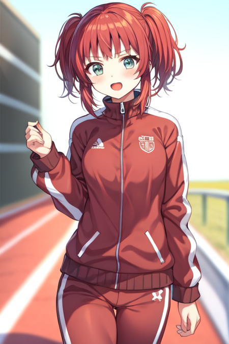 honokakanami, track suit, track jacket, twintails, 