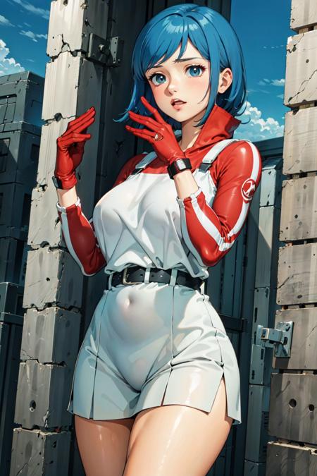 masterpiece, best quality,city, 1girl,
 <lora:lisaV2:0.8>lisa,red gloves, blue hair,
cowboy shot,