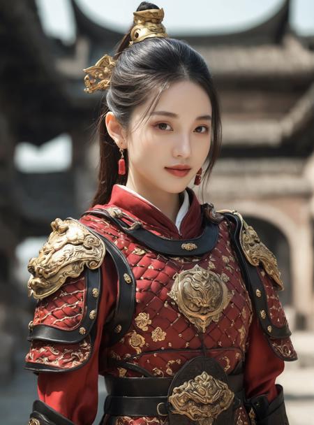 <lora:Qigeä¸­å¼ç²è_44_3-000002:0.7>,a 20 year old chinese woman,red Chinese_armor, realistic,solo,Background of ancient Chinese cities,detailed_eyes, full body, shoulder_armor,helmet, smiling,(masterpiece:1.2), (best quality:1.2), perfect eyes, perfect face, perfect lighting, (8K),(perfect anatomy),(highres),