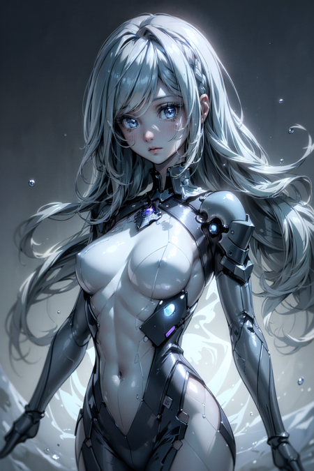 (masterpiece, best_quality, ultra-detailed, immaculate:1.3), epic, illustration, 1girl, shiny blue-grey skin, Soursop sprite, see-through gossamer, scared, in a aquatic submarine, bombshell hair, slate blue hair, bombshell curly hair, fighting stance<lora:breastsizeslideroffset:-0.24><lora:EnvyBeautyMix26:1>