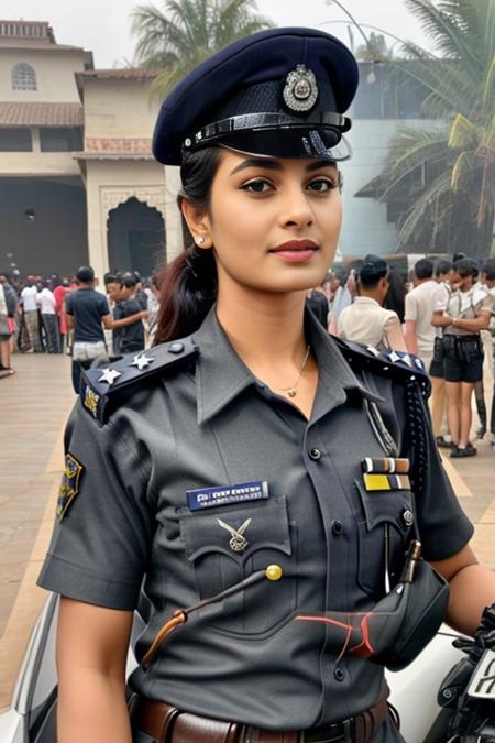 1 girl, beautiful, masterpiece, hyper realistic, detailed, <lora:Indian Police Uniform by Stable Yogi:1> Indian police uniform