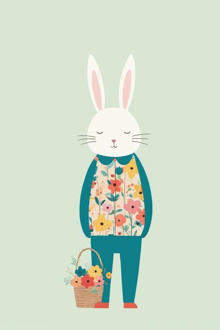 <lora:chatuxuan:0.9>,chatu,standing,simple background,flower,rabbit,no humans,closed eyes,solo,full body,closed mouth,