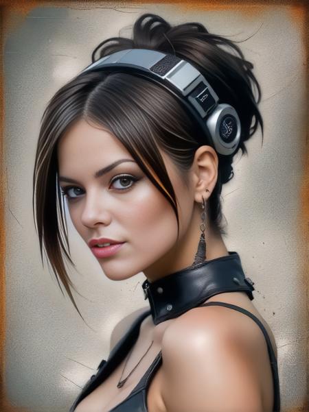 tv presenter, Grunge style, Textured, distressed, vintage, edgy, punk rock vibe, dirty, noisy, patrice murciano and arthur streeton, <lora:more_details:0.8>, <art by mooncryptowow:0.6>,