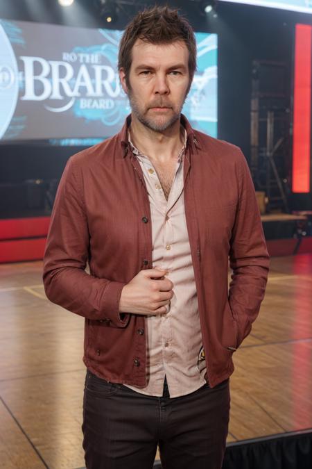 <lora:RhodGilbert:1> rhod gilbert. man with beard standing on stage