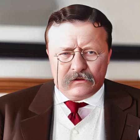 teddy r, solo, looking at viewer, shirt, 1man, jacket, white shirt, upper body, male focus, necktie, collared shirt, vest, blurry background, formal, suit, red necktie, black vest, realistic, mustache, old man, wire rim glasses,  realistic, 4k,    <lora:Teddy_R-1.5:1>