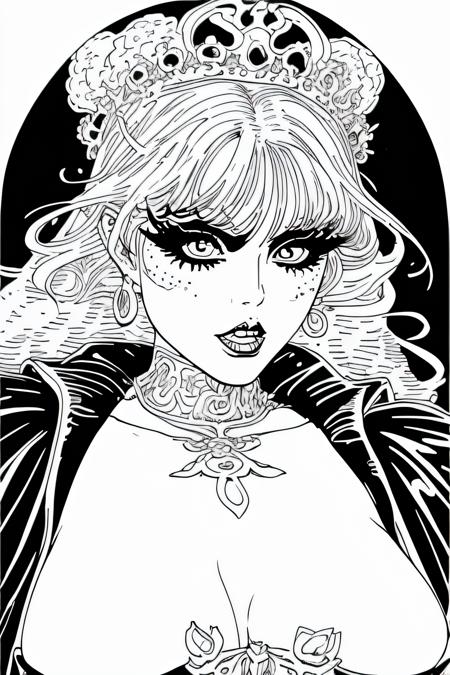 <lora:EroticLineart:0.8> eroticlineart, a goth princess , lineart drawing