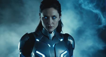 Dark Fantasy Art of (Cinematic Film stock footage style) in (arri alexa style) (Kodak film print style),
 <lora:Mortal Kombat-000003:1>
a woman in iron-man suit with glowing blue eyes Mortal Kombat Style, dark, moody, dark fantasy style