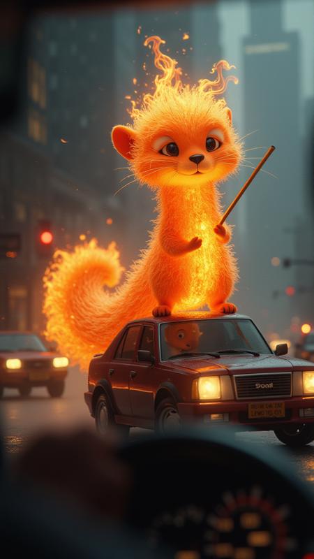 "Magical Weasel stuck in traffic on a [peanuts|Champagne flute] french cruller