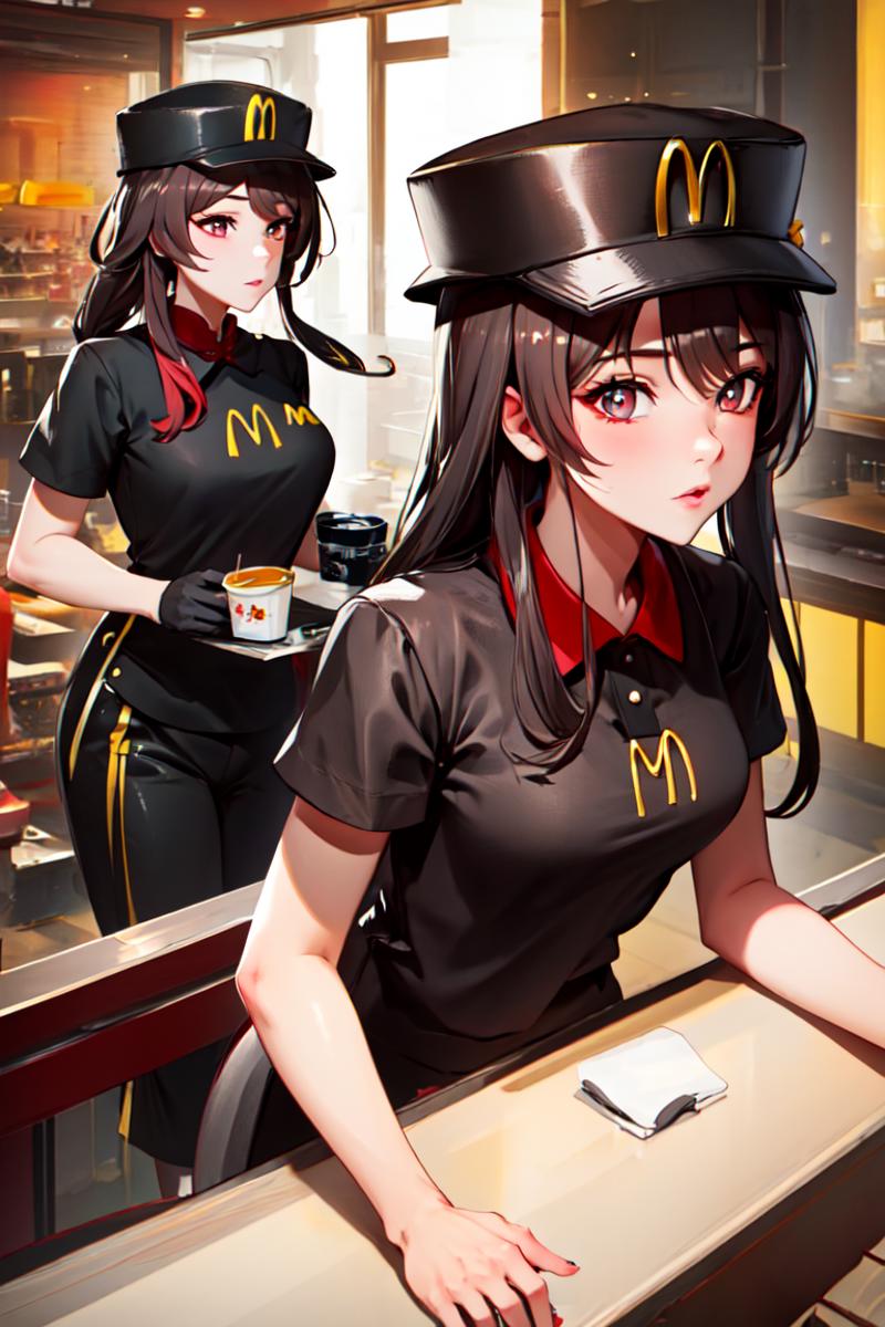 McDonalds Uniform (black) | Outfit LoRA image by Virtual_Insanity