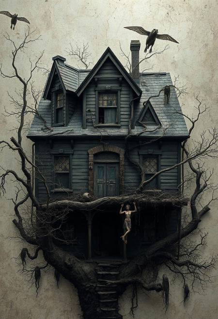haunted house, worn surfaces, abstract expression, vulnerability, Aron Demetz style, dark philosophical tones, Alan Moore inspiration, surreal horror, heavy shadows, Les Edwards style, haunting, quiet torment, moody atmosphere, cracked textures intricate organic sculptures, dark and surreal illustrations, surreal and fantastical world, nature-inspired sculptures, eerie and otherworldly elements, delicate balance between beauty and darkness, intricacy and surrealism, mesmerizing realm, organic meets macabre, harmonious and haunting display, intricate storytelling, surreal aesthetic, dark beauty, fantastical creatures, nature-inspired details, macabre atmosphere, whimsical and eerie blend.
[(inspired by Joseph Farquharson:1.30), (inspired by Ellen von Unwerth:1.30) ::0.40], (Inspired by Joseph Farquharson and Ellen von Unwerth), [dramatic lighting: compelling compositions: 0.70], [timeless elegance: sensual undertones: 0.60], artwork inspired by Joseph Farquharson and Ellen von Unwerth, featuring dramatic lighting, compelling compositions, timeless elegance, and sensual undertones