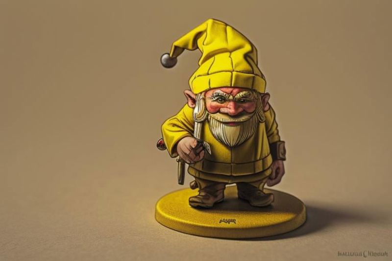 A Yellow Santa Claus Figurine with a Cane and Hat.