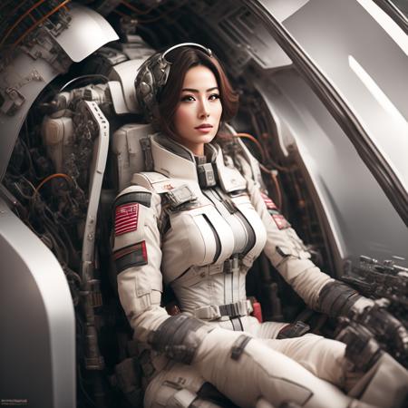 photo an attractive female pilot sitting inside a Gundam (MechaPilot style:1) <lora:djzMechaPilot:0.8)