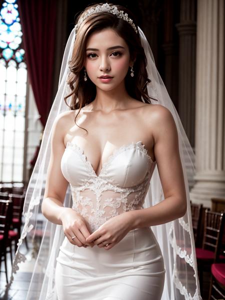 (best quality, masterpiece:1.2),ultra detailed,(photo realistic:1.4),solo,cute girl,seethrough_wedding_dress, <lora:SeethroughWeddingDress_v1:0.5>,