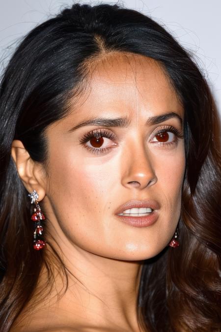 photo of salmahayek looking at viewer, professional photograph, Zeiss 50mm F8, award-winning photo, unity 8k wallpaper, ultra detailed, beautiful, aesthetic, perfect lighting