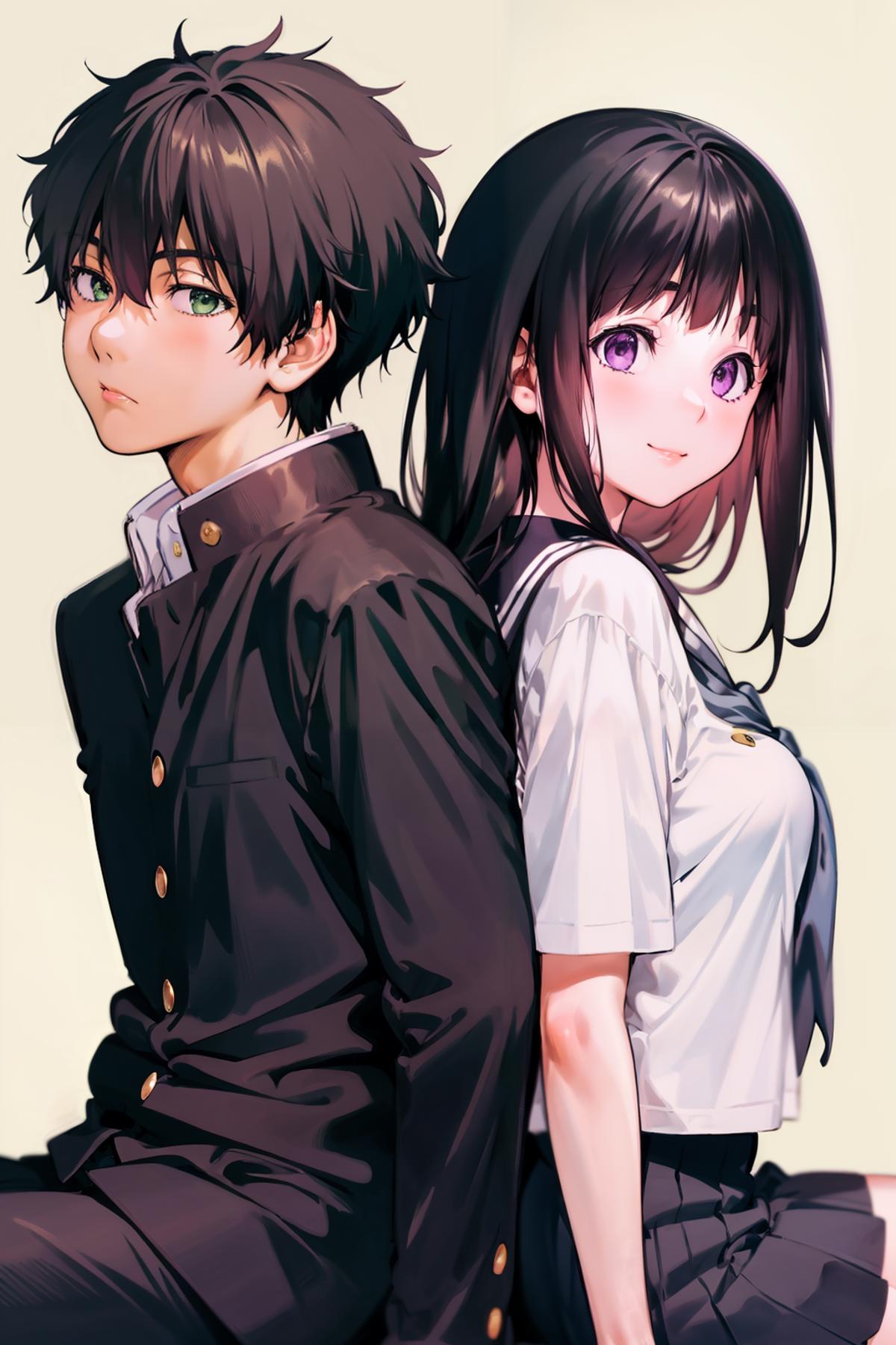 oreki x chitanda (Hyouka) 折木 x 千反田 （冰菓） image by kozue