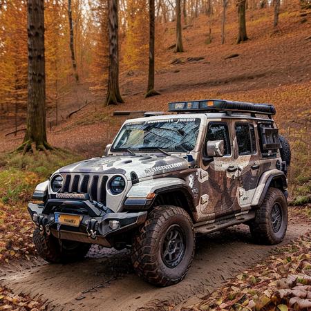 <lora:StormShadow_02B-000002:0.8>,a RAW photograph of (StormShadow Jeep:1.1),
parked on a dirt trail in a forest,during autumn,autumn leaves on ground,woods in background,
(wide_shot:1.2),from_side,8k,uhd,best quality,masterpiece,raw photo,photorealistic,high contrast,HDR,HD wallpaper,IMAX,highres,absurdres,andscape,