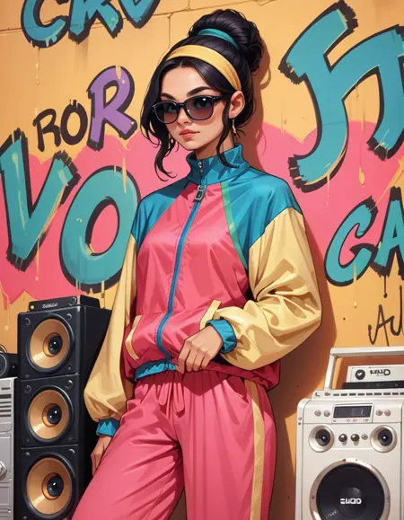 1980s Colorful Jogging Suit PONY XL