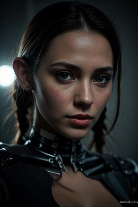 score_9, score_8_up, score_8, close up, 1girl, solo, sexy elf woman, perfect face, professional front photo of a robotic mechanical female predator from the movie "predator", predator movie mask, long black hair gathered in dreadlocks, black ratio, photorealistic, abstract dark background in cyberpunk style, amazing quality, best resolution, cybernetic augmentations, probes, cables, isometric view, depth of field, voluminetric lighting, ultra high definition, backlit, marbling, ultra sharp focus, extremely detailed, ultra high definition
