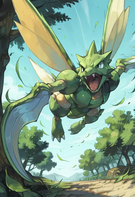 Scyther: Mantis Pokémon | ストライク (Pokedex #0123) [Illustrious]