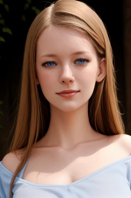 <lora:MandiCollins_SD1.5_512_230224:0.7> An intricate full color photo of (MandiCollins:1) wearing a blue jeans with a white blouse, eyes directed to camera, sharp focus, natural lighting, f2, 35mm, at a renaissance garden