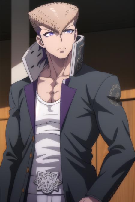 mondooowada, <lora:mondo oowada s1-lora-nochekaiser:1>,
mondo oowada, short hair, bangs, brown hair, (purple eyes:1.1), male focus, pompadour,
BREAK shirt, collarbone, jacket, white shirt, open clothes, open jacket, black jacket, pectorals,
BREAK outdoors, classroom,
BREAK looking at viewer, (cowboy shot:1.5),
BREAK <lyco:GoodHands-beta2:1>, (masterpiece:1.2), best quality, high resolution, unity 8k wallpaper, (illustration:0.8), (beautiful detailed eyes:1.6), extremely detailed face, perfect lighting, extremely detailed CG, (perfect hands, perfect anatomy),