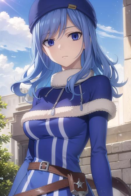 juvialockser, <lora:juvia lockser s7-lora-nochekaiser:1>,
juvia lockser, long hair, blue eyes, blue hair, wavy hair, hair between eyes,
BREAK hat, dress, belt, fur trim, fur hat, capelet, blue dress, long sleeves,
BREAK outdoors, nature, forest, sky, clouds, sun,
BREAK looking at viewer, (cowboy shot:1.5),
BREAK <lyco:GoodHands-beta2:1>, (masterpiece:1.2), best quality, high resolution, unity 8k wallpaper, (illustration:0.8), (beautiful detailed eyes:1.6), extremely detailed face, perfect lighting, extremely detailed CG, (perfect hands, perfect anatomy),